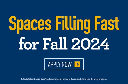 Spaces filling fast for Fall 2024!