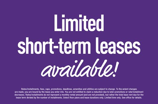 Limited short-term leases available!