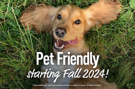 Pet friendly starting Fall 2024!