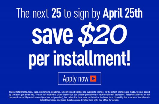 The next 25 to sign by April 25th save $20 per installment!