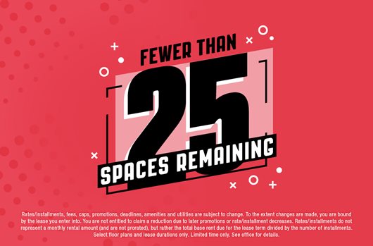 Fewer than 25 spaces remaining! 
