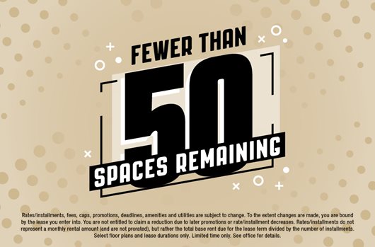 Fewer than 50 spaces remaining!