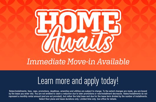 Home awaits! Immediate move-in available. Learn more and apply today!