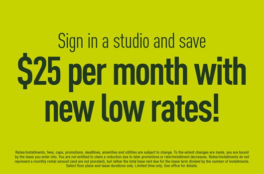 Sign in a studio and save $25 per month with new low rates!