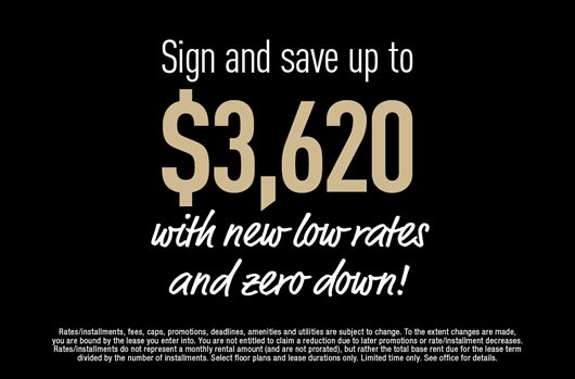 Sign and save up to $3,620 with new low rates and zero down!