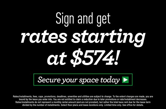 Sign and get rates starting at $574