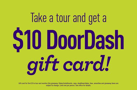 Take a tour and get a $10 Doordash gift card!