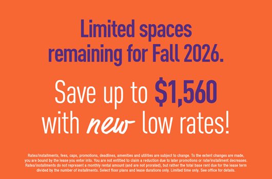 Limited spaces remaining for Fall 2026! Save up to $1,560 with new low rates.