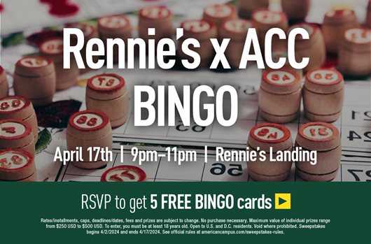 Rennie's x ACC BINGO April 17th | 9 - 11 pm | Rennie's Landing