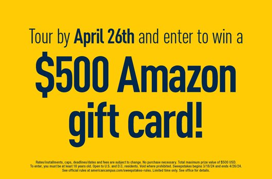 Tour by April 26th and enter to win a $500 Amazon gift card!
