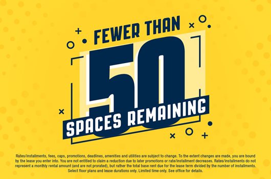 Fewer than 50 spaces remaining