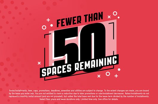 Fewer than 50 spaces remaining! 