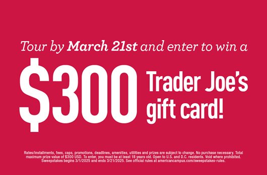 Tour by March 21st and enter to win a $300 Trader Joe’s gift card!