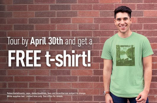 Tour by April 30th and get a FREE t-shirt! 