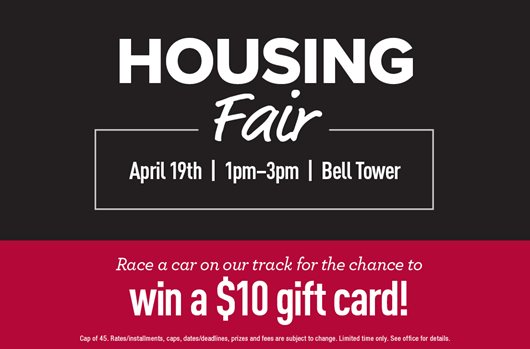 Housing Fair Friday, April 19th | 1-3pm | Bell Tower
